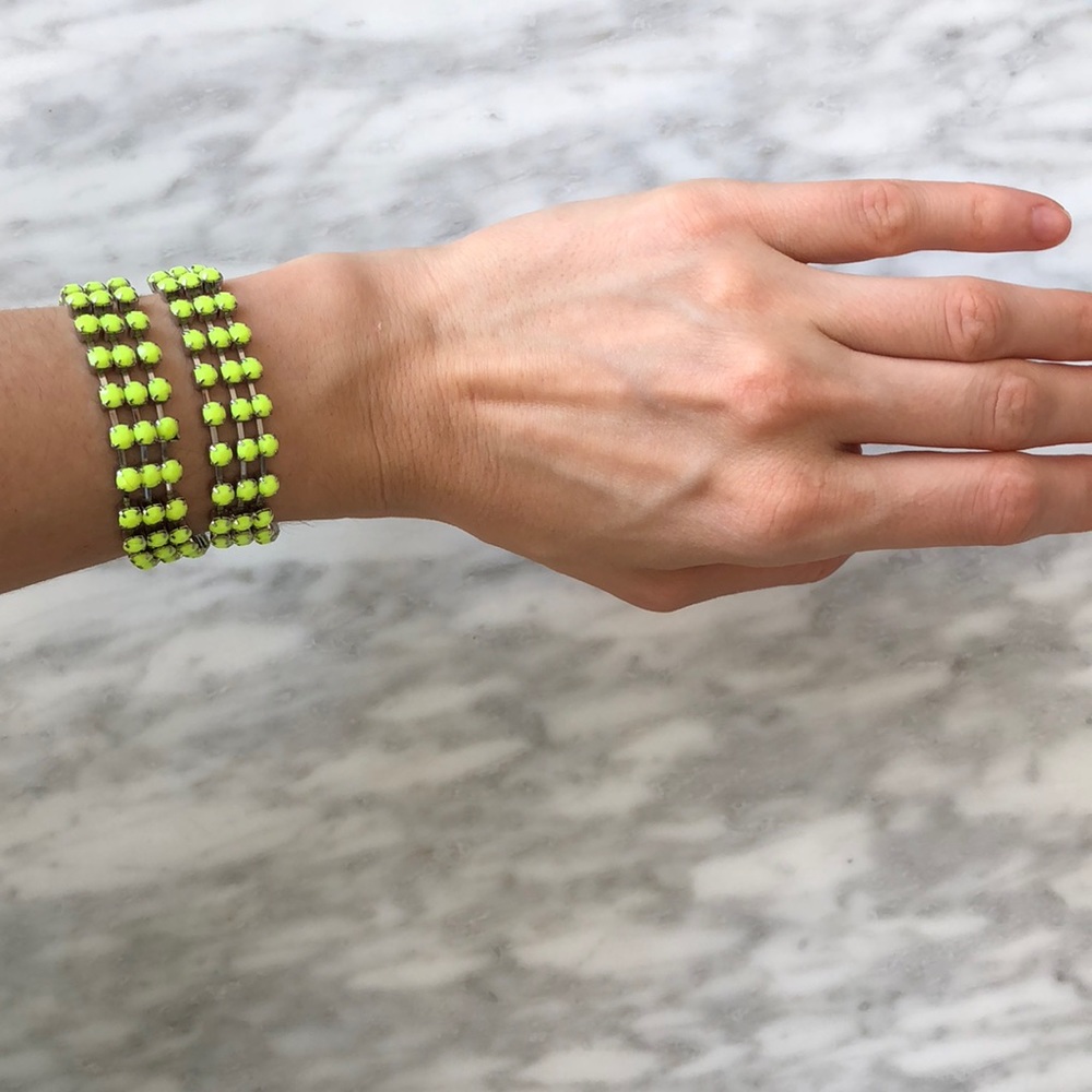 Two neon rhinestone bracelets